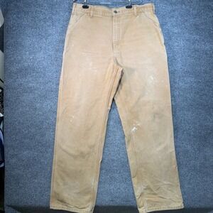 Vintage Carhartt Carpenter Pants Men 36x34 Brown Duck Canvas Paint Distressed 90